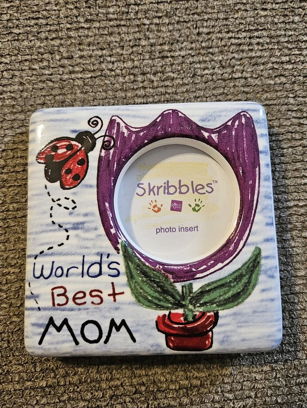 Russ Berrie Skribbles Ceramic World's Best Mom Photo Frame